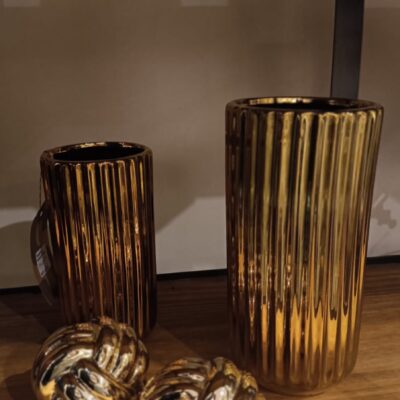 Adorno Ceramica Ovillo Dorado