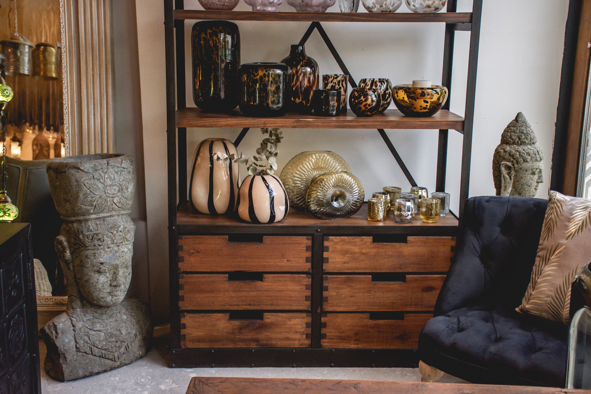Estantería de hierro y madera con 6 cajones - Serendipity Home